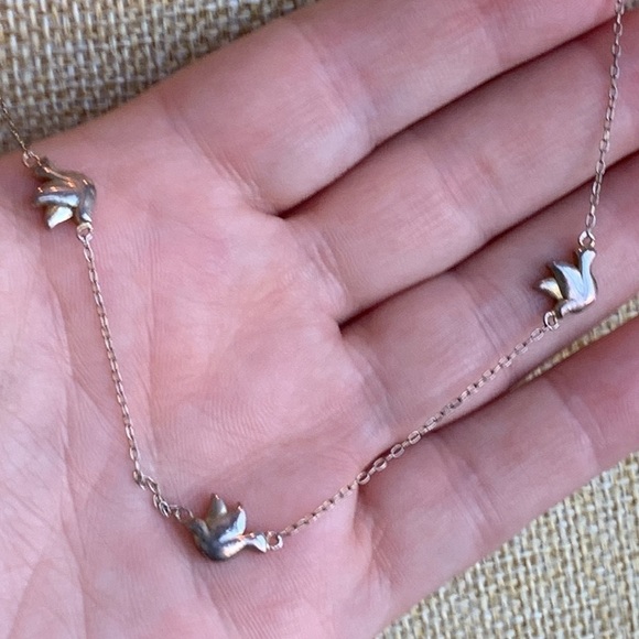 Thailand 925 FAS Silver 3 Dove Necklace - Picture 4 of 10